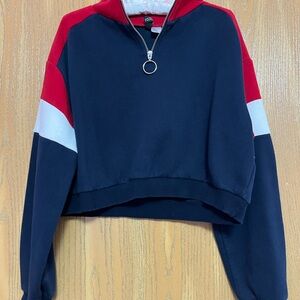 Women's Navy and Red Colorblock Top